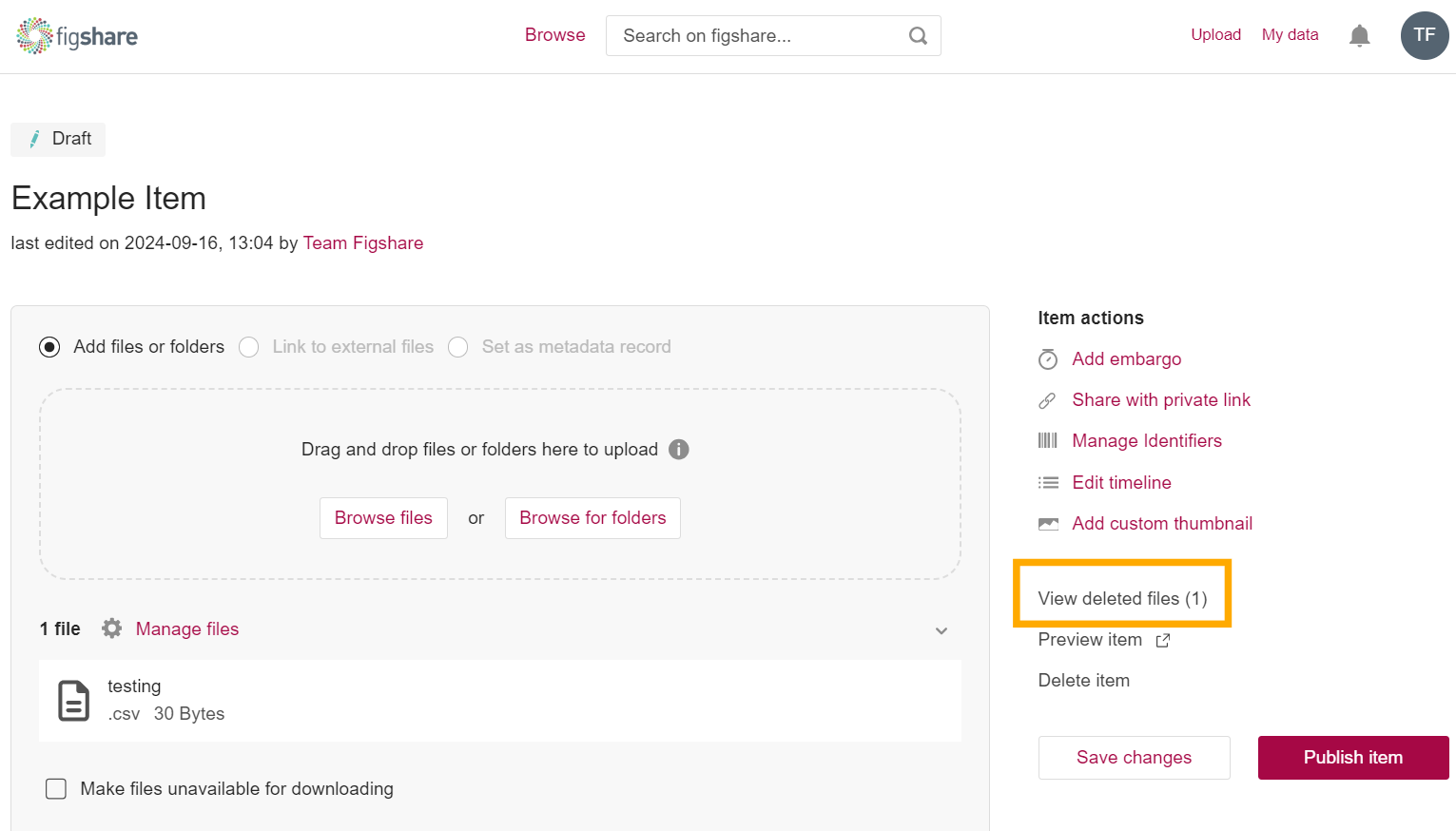 How to restore deleted files - Figshare